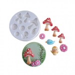 Molde de Silicone Cogumelos e Flores do Jardim 10 Cav