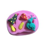 Molde de Silicone Cogumelo e Caracol Para Decorar Jardim Bosque