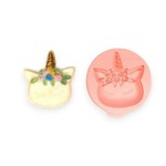 Molde de Silicone Unicornio Rosto Com Floral