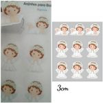 Apliques Papel de Arroz Anjo Anjinhos Batizado 9 Un Mod 1