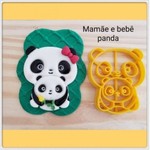 Cortador Mamãe E Bebê Panda Decorar Dia Das Mães