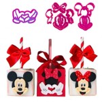 Kit Cortadores Rosto Mickey e Minnie e Mão Coração 5,5cm