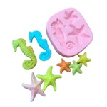 Molde de Silicone Cavalo Marinho e Estrela Fundo do Mar