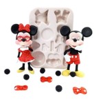 Molde silicone modelo mickey E minie juntos