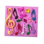 Molde de silicone Notas Musicais para decorar