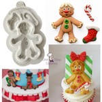 Molde de silionce 3D Boneco gengibre Natal para decorar cupcake bolo