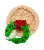 Molde de Silicone Guirlanda Com Pombinha Floral  Para Decorar Natal