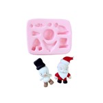 Molde de Silicone Natal - Boneco de Neve e Papai Noel