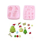 Kit Moldes de Silicone Mini Acessorios de Natal 2 Pçs