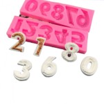 Molde de Silicone Pirulito de Numeros Floral 2 Pçs