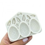 Molde de Silicone Ovos de Páscoa Decorados 12 Cav