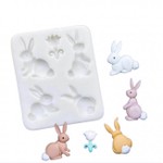 Molde de Silicone Mini Coelhos da Páscoa 5 Cav