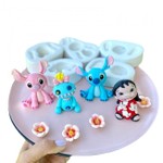 Kit Moldes de Silicone Turma da Lilo e Stitch 5 Pçs