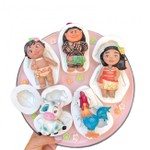 Kit Moldes de Silicone Turma da Moana 8 Pçs