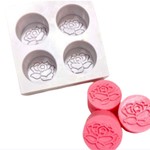 Molde de Silicone Para Sabonete Redondo Estampa de Rosas