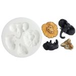 Molde de Silicone Safari Elefante Leão Tigre Rinoceronte