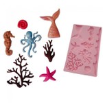 Molde de Silicone Itens do Fundo do Mar 8 Cav