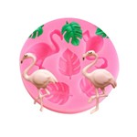 Molde de Silicone Flamingo e Folhas Para Decorar