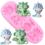 Molde de Silicone 4 Mini Unicornios