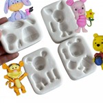 Kit Moldes de Silicone Turma do Urso Pooh 4 Pçs