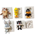 Kit Moldes de Silicone Turma do Looney Tunes 6 Pçs