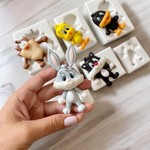 Kit Moldes de Silicone Turma do Looney Tunes 6 Pçs