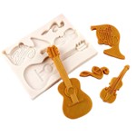 Molde de Silicone Instrumentos e Notas Musicais 4 Cav