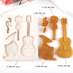 Molde de Silicone Instrumentos e Notas Musicais 4 Cav