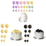 Kit Cake Topper / Topo de Bolo Bolas Perolas Escolha a Cor