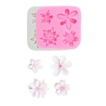 Molde de Silicone Flores Diversas Grandes 4 Cav