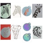 Kit 4 Stencil Animais do Safari CMG19