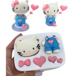 Molde de Silicone Hello Kitty Com Corações