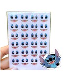 Cartela Adesivos Olhos Resinados Rosto do Stitch 24 Pares