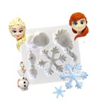 Molde de Silicone Frozen - Ana e Elsa Olaf e Floco de Neve