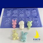 Forma Páscoa Coelhos Variados Profissional 3 Partes C-209