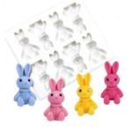 Molde de Silicone Coelhos da Páscoa Costura 8 Cav