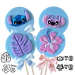 Kit Cortadores Stitch e Angel e Folhas 4 Un