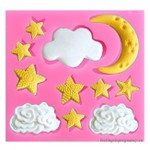 Molde de Silicone Nuvem e Estrela Chuva de Amor para Decorar