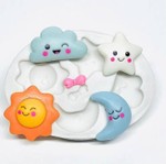 Molde de Silicone Kawaii Lua Estrela Nuvem e Sol