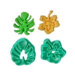 Kit Cortadores Flor Hibisco e Folha Costela de Adão 3cm