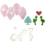 Kit Cortadores de Flamingos e Bolos + Stencils