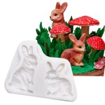 Molde de Silicone Coelhos da Páscoa 2 Cav