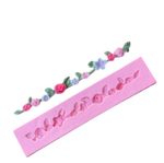 Molde de Silicone Tira de Flores e Folhas