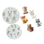 Molde de Silicone 5 Animais do Bosque Corpo e Rostos