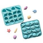 Forma de Silicone Conchas e Itens do Fundo do Mar 16 Cav
