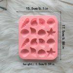 Forma de Silicone Conchas e Itens do Fundo do Mar 16 Cav