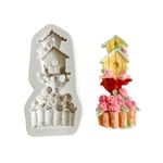 Molde de Silicone Casa de Passarinhos Com Rosas