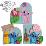 Kit Cortadores do Stitch - Violão Prancha Flor e Folha 6cm