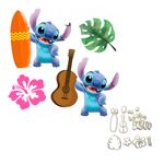 Kit Cortadores do Stitch - Violão Prancha Flor e Folha 6cm