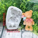 Molde de Silicone Mini Urso Ursinho Com Laço e Balões